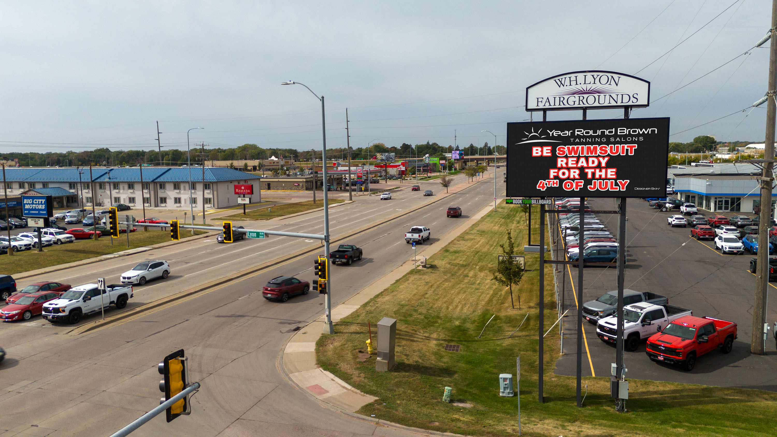 BYB digital billboard beside the W. H. Lyon Fairgrounds in Sioux Falls